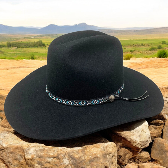 Vintage Miller Bros Westerns Black 5X XXXXX Beaver Cowboy Hat Sz 6 5/8 Southwest - Picture 1 of 12